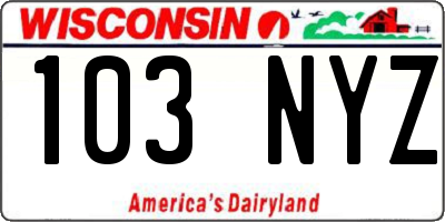 WI license plate 103NYZ