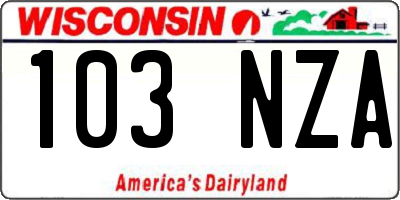 WI license plate 103NZA
