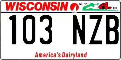 WI license plate 103NZB