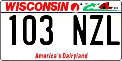 WI license plate 103NZL
