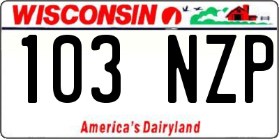 WI license plate 103NZP