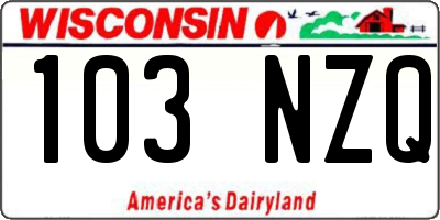 WI license plate 103NZQ