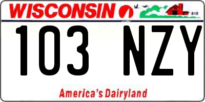 WI license plate 103NZY