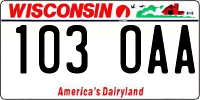WI license plate 103OAA