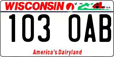 WI license plate 103OAB