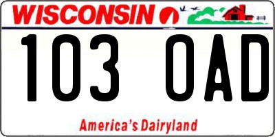 WI license plate 103OAD