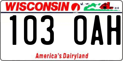 WI license plate 103OAH