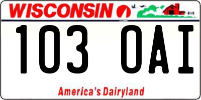WI license plate 103OAI