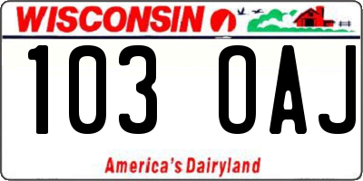 WI license plate 103OAJ