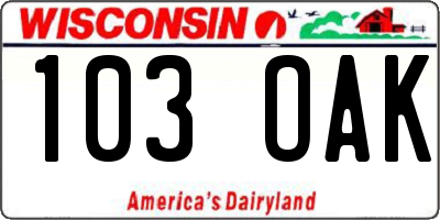 WI license plate 103OAK
