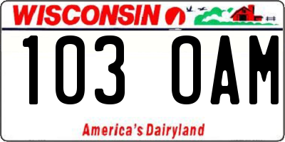 WI license plate 103OAM