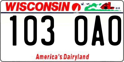 WI license plate 103OAO