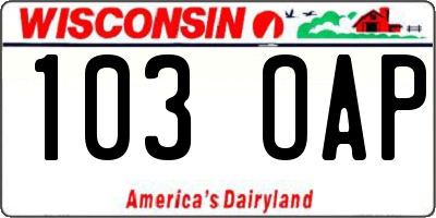 WI license plate 103OAP