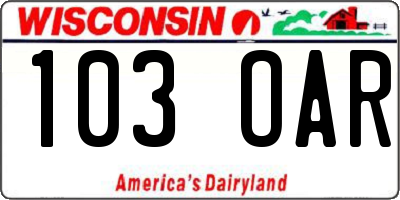 WI license plate 103OAR
