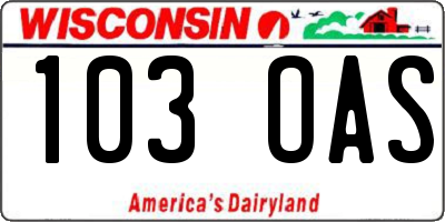 WI license plate 103OAS