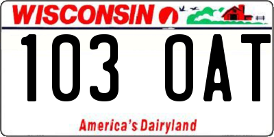WI license plate 103OAT