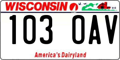 WI license plate 103OAV