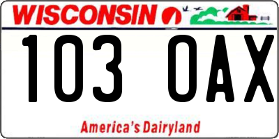 WI license plate 103OAX