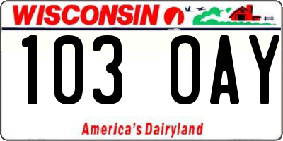 WI license plate 103OAY