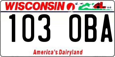 WI license plate 103OBA