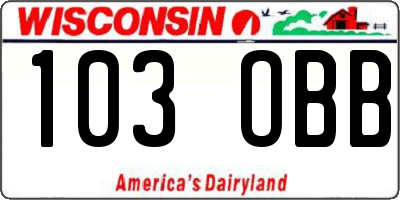 WI license plate 103OBB