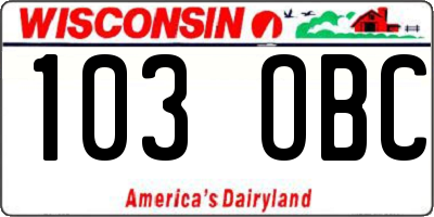 WI license plate 103OBC