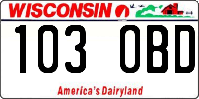 WI license plate 103OBD