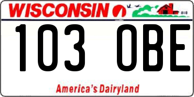 WI license plate 103OBE