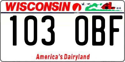 WI license plate 103OBF