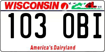 WI license plate 103OBI