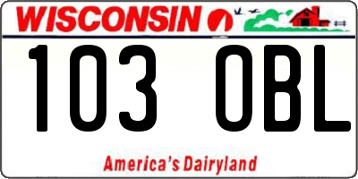 WI license plate 103OBL
