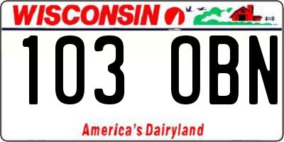 WI license plate 103OBN