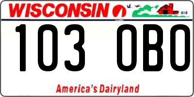 WI license plate 103OBO