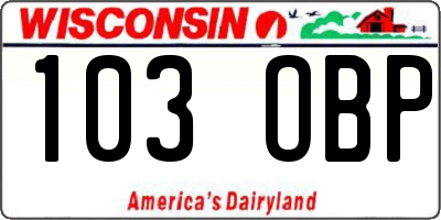 WI license plate 103OBP