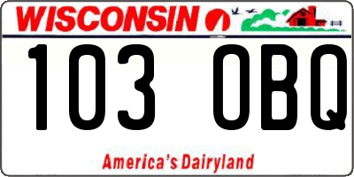 WI license plate 103OBQ