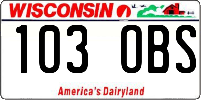 WI license plate 103OBS