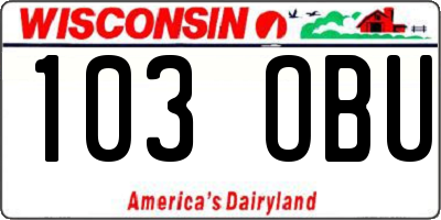 WI license plate 103OBU
