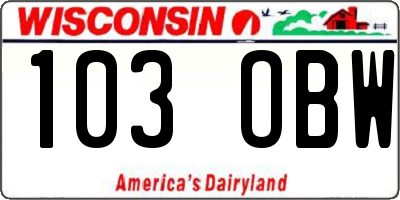 WI license plate 103OBW