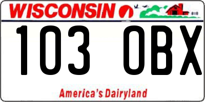 WI license plate 103OBX