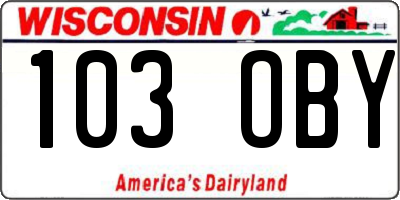 WI license plate 103OBY