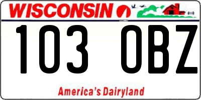 WI license plate 103OBZ