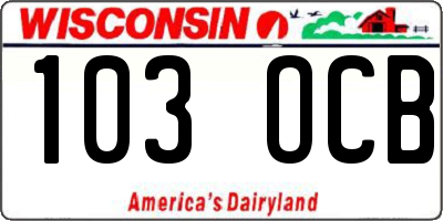 WI license plate 103OCB