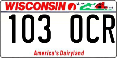 WI license plate 103OCR