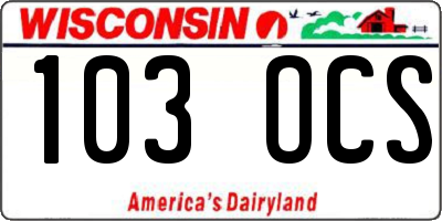 WI license plate 103OCS