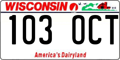 WI license plate 103OCT