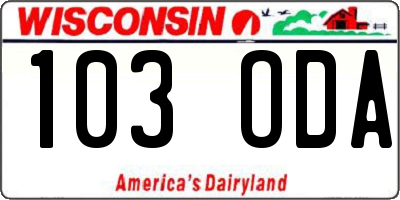 WI license plate 103ODA