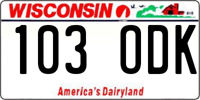 WI license plate 103ODK