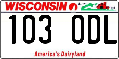 WI license plate 103ODL