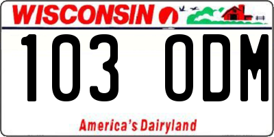 WI license plate 103ODM