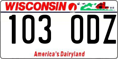 WI license plate 103ODZ